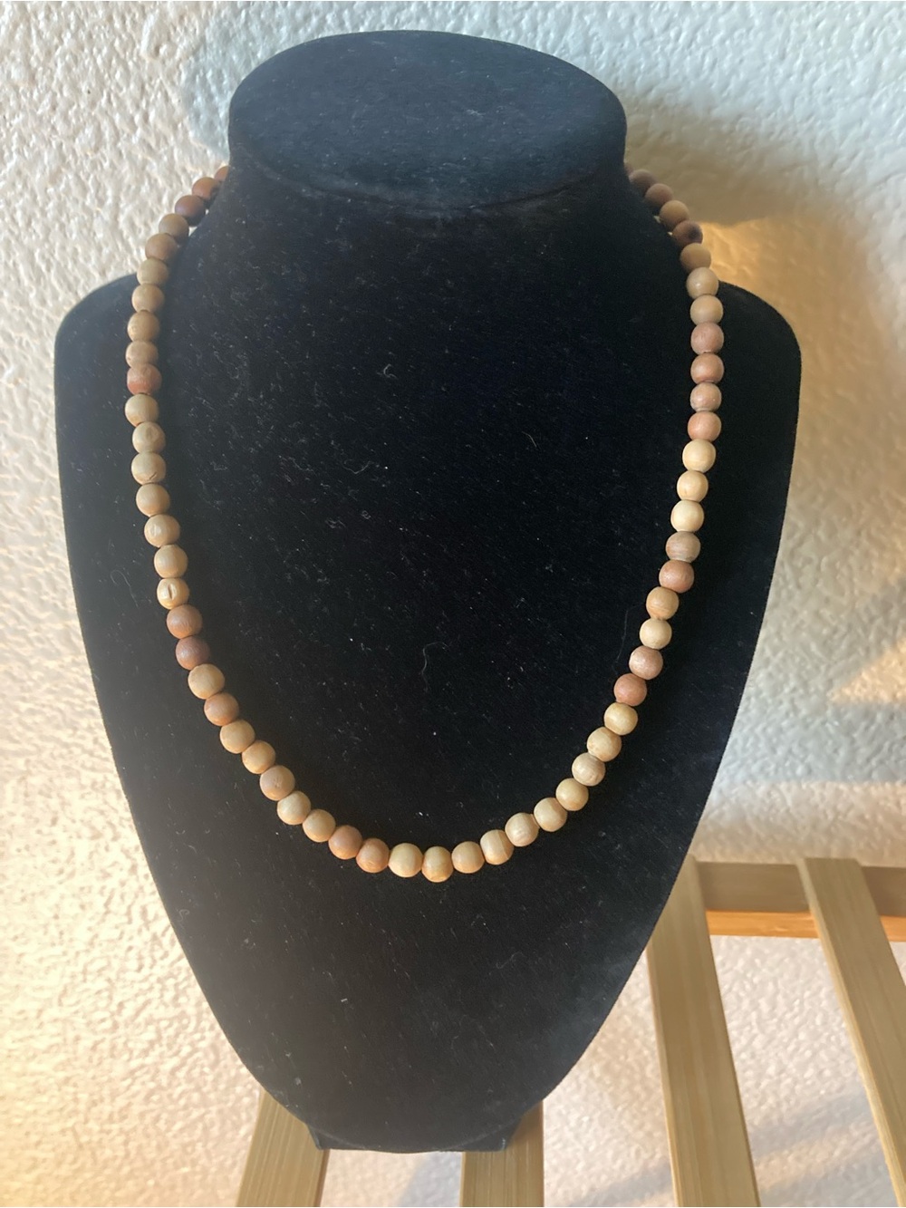 Natural Wood Bead Necklace